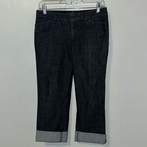 Gap Jeans Straight Cuffed Crop Stretch Cotton Dark Wash Denim Women’s 2